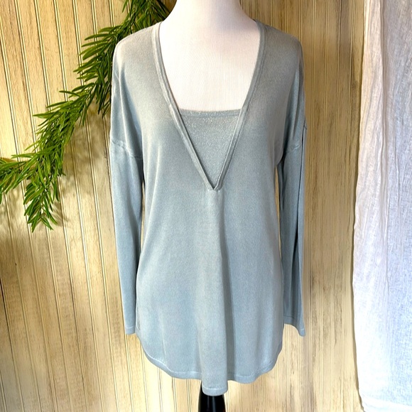 Soft Surroundings Tops - Soft Surroundings Pale Teal & Silver Tunic, Size Small, EUC, Drop Shoulders